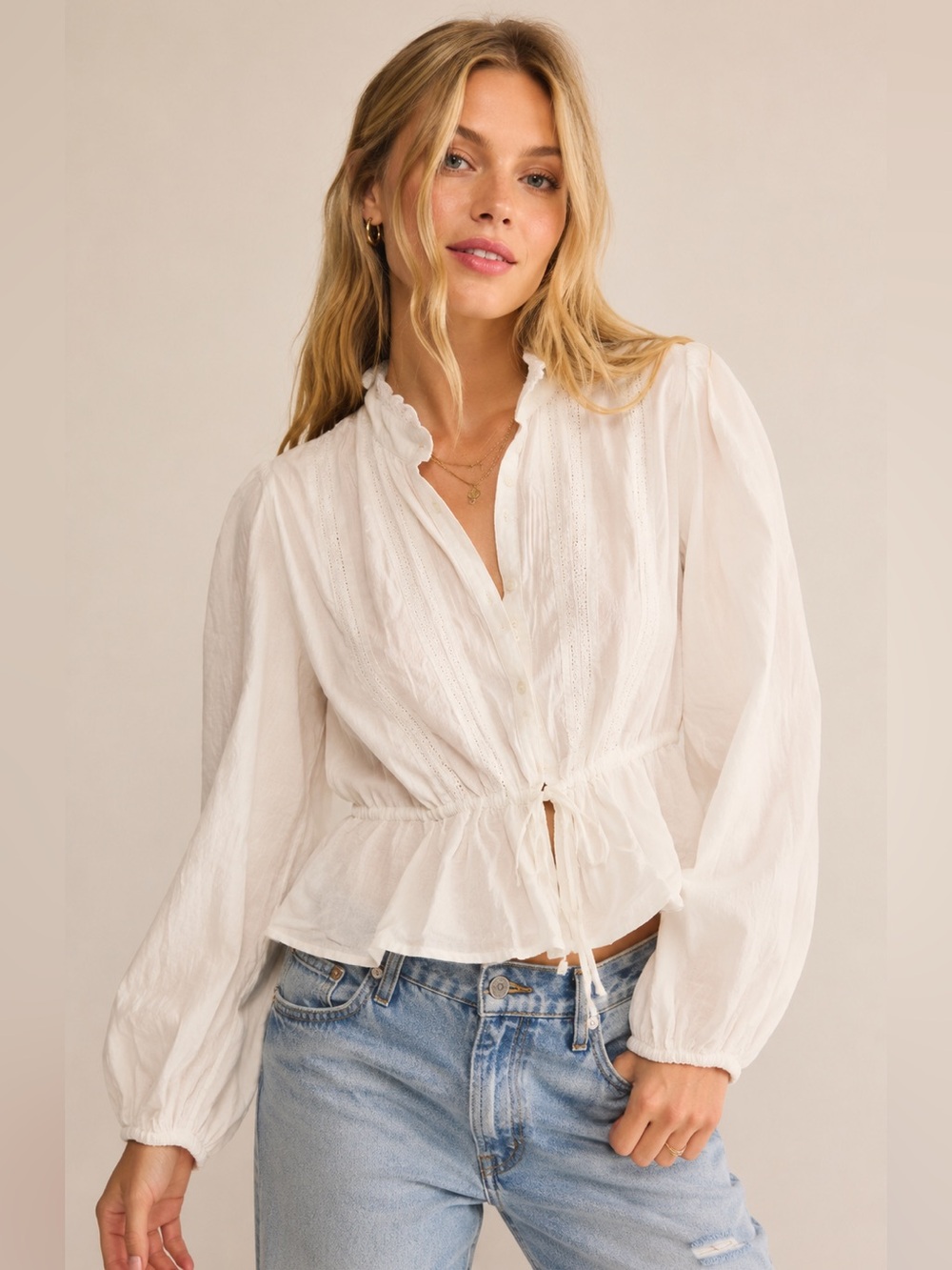 Free People Womens Best of Me Blouse optic white size Large